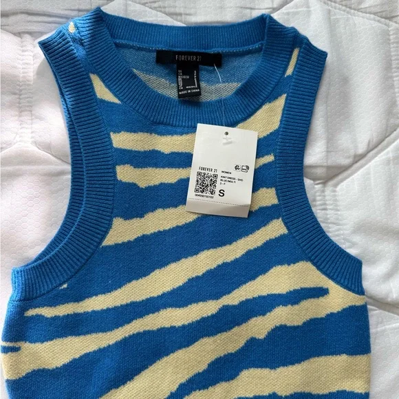 Forever 21 Blue and Cream Zebra Print Mini Dress - Picture 2 of 4